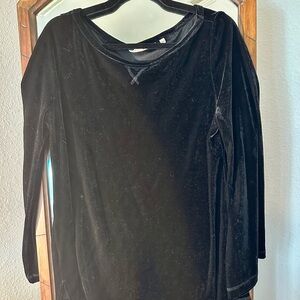 Soft Surroundings Black Velvet Long and Wide Sleeve Top